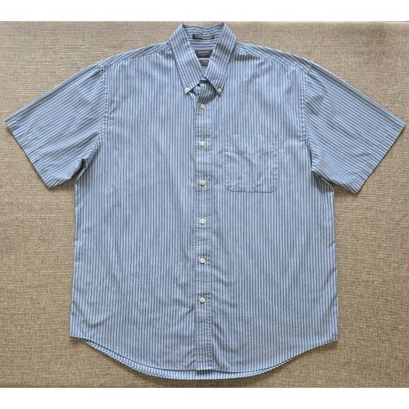 Arrow USA 1851 Shirt Men's L Blue White Casual Button Down Collared Striped - Picture 14 of 16